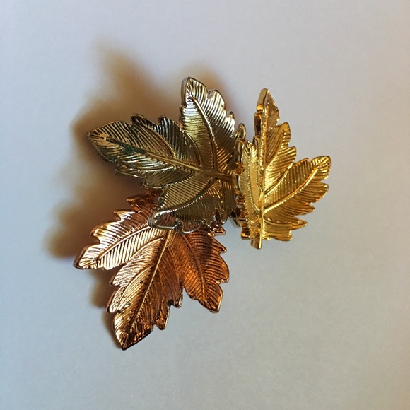 Vintage Autumn Leaf Brooch Pin, Fall Maple Tree Leaves, Gold, Silver, Bronze - Picture 10 of 10